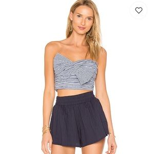 Lovers and friends blue gingham cropped top